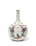 Meissen, Flaschenvase mit Vogelmotiven, Porzellan, farbig und sparsam gold dekoriert