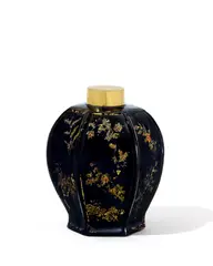 Seltene Teedose mit Blumendekor by Meissen, Rotbraunes Böttgersteinzeug mit schwarzer, leicht lüstrierende Glasur, sold Nov 2013