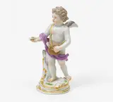 Meissen, Amor Als Liebesbote, Porzellan, farbig und gold staffiert