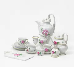 Kaffeerestservice Rote Rose by Meissen, Porzellan, farbig und gold staffiert, sold Jan 2014
