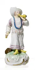 Chinesischer Musikant mit Serpent by Frankenthal, Porzellan, farbig und gold staffiert, sold May 2014