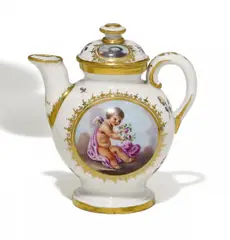 Solitärkännchen by Frankenthal, Porzellan, farbig und gold staffiert, sold May 2014