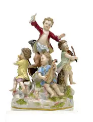 Musikantengruppe by Meissen, Porzellan, farbig und gold staffiert, sold May 2014