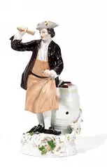 Figur eines Küfers by Meissen, Porzellan, farbig und gold staffiert, sold Nov 2014