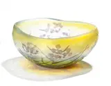 Émile Gallé, Schale mit Orchideen, Farbloses Glas, milchig gelb hinterfangen