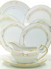 Speiseservice mit Bügelmuster by Meissen, Porzellan, gold staffiert, sold Nov 2014