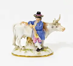 Mann mit Kuh by Meissen, Porzellan, farbig und gold staffiert, sold Jan 2015