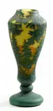 Vase mit Tannenwald by Cristallerie Daum, Farbloses Glas, mit gelben Pulvereinschmelzungen, sold May 2015