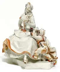Dame mit Mohr by Meissen, Porzellan, farbiges Dekor, sold May 2015