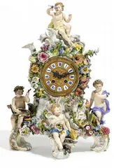 Meissen, Pendule 'Vier Elemente', Porzellan, farbig und gold staffiert