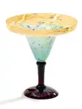Verreries Schneider, Coupe 'Bijoux', Farbloses Glas, mit hellblauen, dunkelblauen und hellorangefarbenen Pulvereinschmelzungen