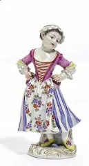 Kleines Mädchen by Meissen, Porzellan, farbig und gold staffiert, sold May 2015