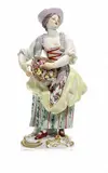 Gärtnerin mit Blumenkorb by Meissen, Porzellan, farbig und gold staffiert, sold May 2015
