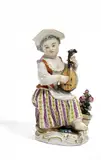 Mädchen mit Mandoline by Meissen, Porzellan, farbig und gold staffiert, sold May 2015
