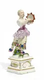 Mädchen mit Tamburin by Meissen, Porzellan, farbig und gold staffiert, sold May 2015
