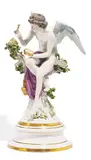 Amor, die Nachtigallen fütternd by Meissen, Porzellan, farbig und gold staffiert, sold Nov 2015