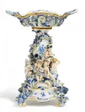 Tafelaufsatz mit den vier Jahreszeiten auf Sockel by Meissen, Porzellan, unterglasurblaues Dekor, farbig und gold staffiert, sold May 2016