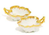 Paar kleine Blattschalen mit Golddekor by Meissen, Porzellan mit Golddekor, sold Nov 2015