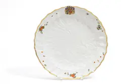 Meissen, Runde Schüssel aus dem Schwanenservice, Porzellan, farbig und gold dekoriert