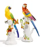 Zwei Papageien by Meissen, Porzellan, farbig staffiert, sold Nov 2015