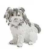 Bologneser Hündchen by Meissen, Porzellan, grau, rot und braun staffiert, sold Nov 2015