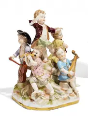 Musikantengruppe by Meissen, Porzellan, farbig und gold staffiert, sold Nov 2015