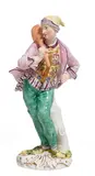 Harlekin mit Pritsche by Meissen, Porzellan, farbig und gold staffiert, sold Nov 2015