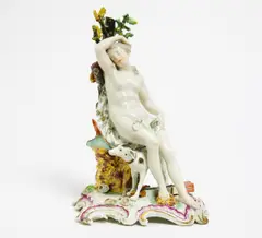 Diana by Frankenthal, Porzellan, farbig und gold staffiert, sold Jan 2016