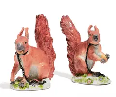 Zwei Eichhörnchen by Meissen, Porzellan, farbig staffiert, sold Nov 2015