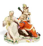 Liebesgruppe 'Der stürmische Galan' by Nymphenburg, Porzellan, farbig und gold staffiert, sold May 2016