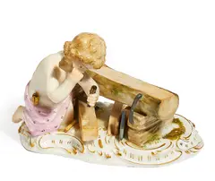 Knabe als Zimmermann by Meissen, Porzellan, farbig und gold staffiert, sold May 2016