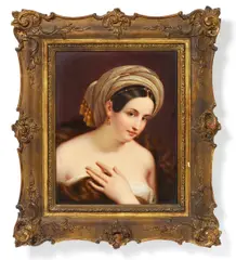 Kpm, Bildplatte 'Junge Frau mit Turban', Porzellan, farbig bemalt
