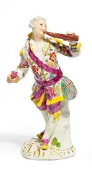 Flötist by Meissen, Porzellan, farbig und gold staffiert, sold May 2016