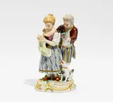 Kinderpaar mit Hund by Meissen, Vor 1924, Porzellan, farbig und gold staffiert, sold Jan 2017