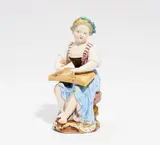 Mädchen mit Zitter by Meissen, 19.Jh, Porzellan, farbig und gold staffiert, sold Jan 2017