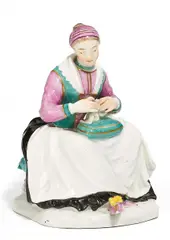 Näherin by Meissen, Porzellan, farbig und gold staffiert, sold Nov 2016
