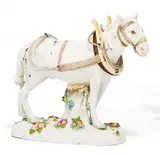 Pferd mit Pfluggeschirr by Meissen, Porzellan, farbig staffiert, sold Nov 2016