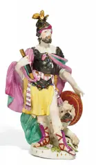 Antiker Feldherr by Meissen, Porzellan, farbig, gold und silber staffiert, sold Nov 2016
