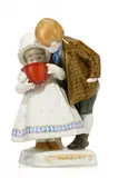 Kpm, Kinderpaar mit Milchtopf, Porzellan, farbiges Dekor