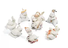 Ensemble von sechs Figuren by Kpm, Porzellan, farbiges Dekor, sold Nov 2016