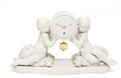 Pendule mit Putten by Meissen, Porzellan, weiß, sold Nov 2016