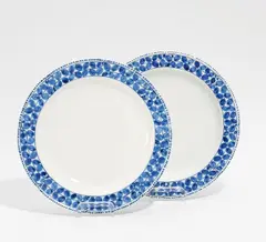Meissen, 2 Teller mit 'Blauer Rispe', Entwurf Richard Riemerschmid, Porzellan, blaues Dekor