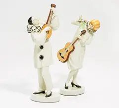 Schwarzburger Werkstätten, Pierrot und Pierrete, Porzellan, farbiges Dekor