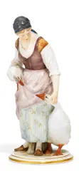 Gänsemagd by Meissen, Porzellan, farbig und gold staffiert, sold Nov 2016