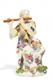 Flötenspielerin by Meissen, Porzellan, farbig und gold staffiert, sold Nov 2016