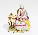 Figur Einer Sitzenden Dame mit Buch by Meissen, Porzellan, farbig und gold staffiert, sold Jan 2017