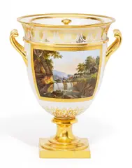 Dreiteiliges Eisgefäß by Sèvres, Porzellan, farbig und gold staffiert, sold May 2017