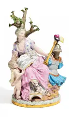Muse Clio by Meissen, Porzellan, farbig und gold staffiert, sold May 2017