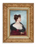 Kpm, Bildnis einer Dame mit Pelz und Perlencollier, Porzellan, farbig bemalt
