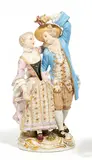 Galantes Paar by Meissen, Porzellan, farbig und gold staffiert, sold May 2017
